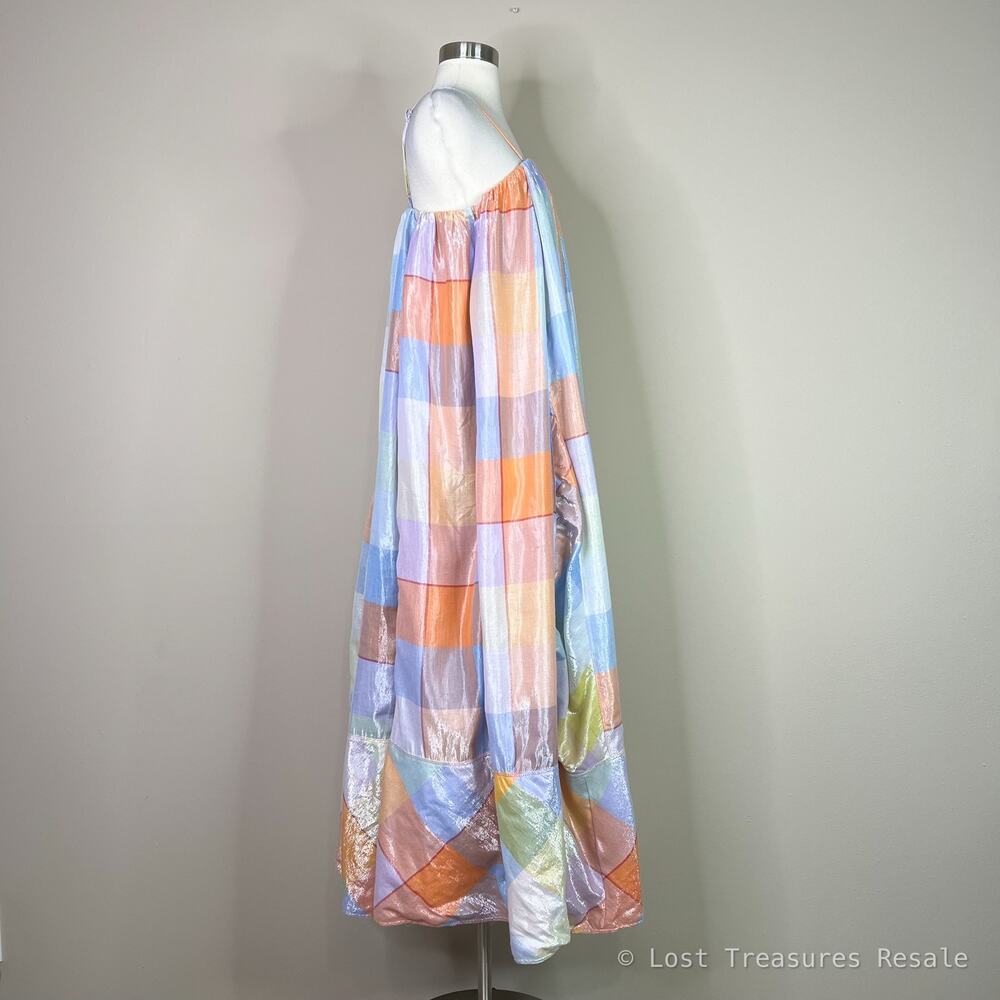 Anthropologie | Pilcro Metallic Colorful Plaid Tent Maxi Dress Plus Size 1X - Picture 5 of 11